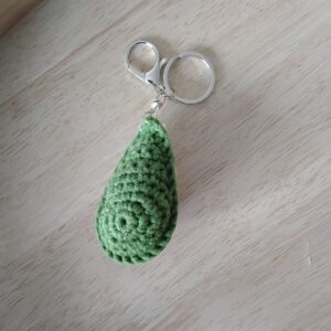 Handmade Crochet Green Keychain With Soft Bag And Key Accessory