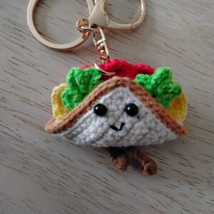 Handmade Crochet Taco Keychain With Aesthetic Food Bag Charm Accessory