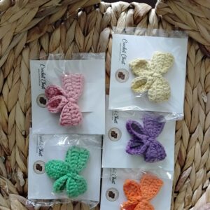 Handmade Crochet Bow Hair Clips Set With Cute Multicolor Hair Accessories