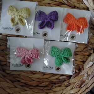 Handmade Crochet Bow Hair Clips Set With Multicolor Hair Accessories