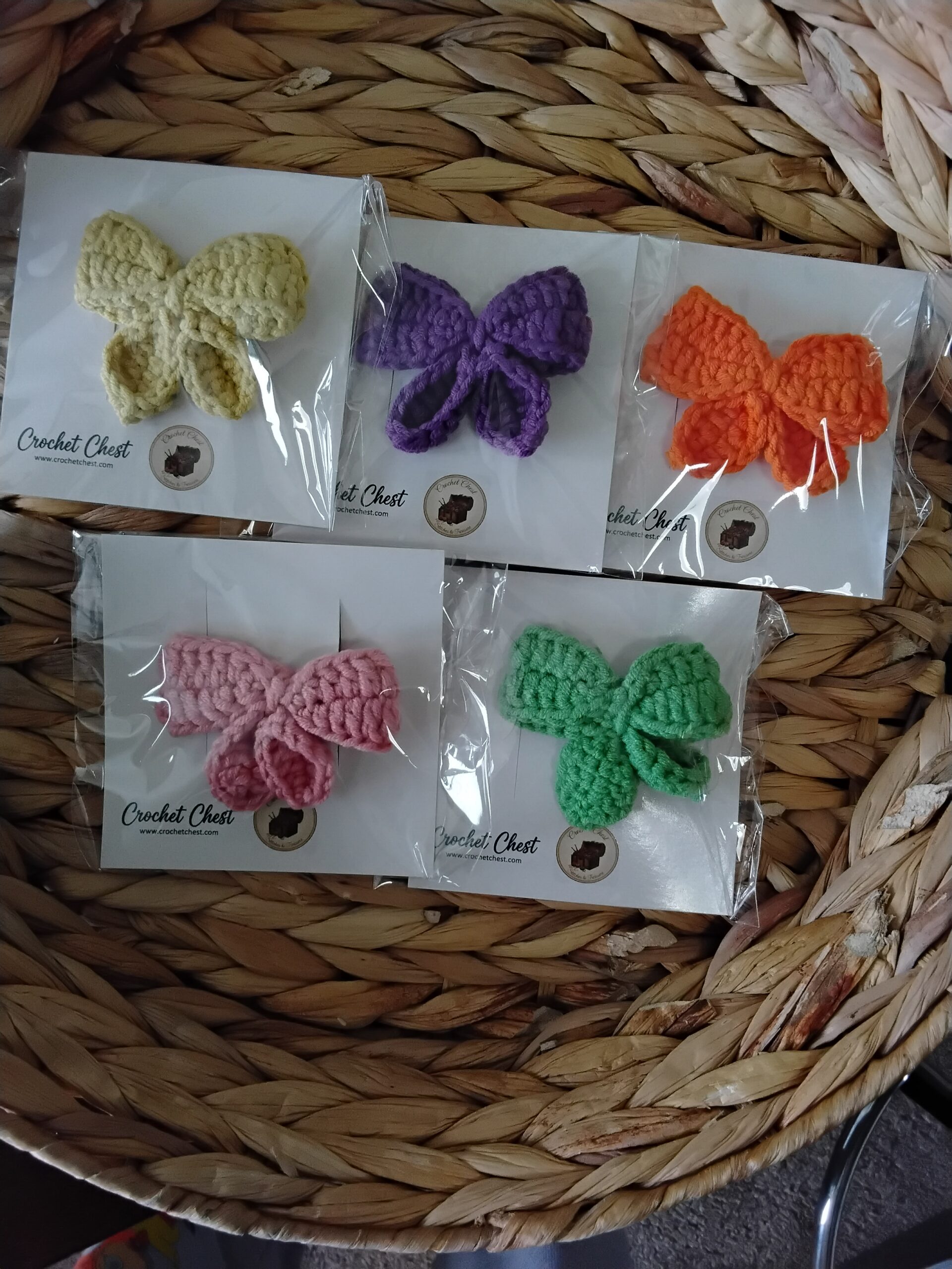 Handmade Crochet Bow Hair Clips Set With Multicolor Hair Accessories