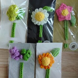 Handmade Crochet Flower Clips With Colorful Floral Hair Accessories Set