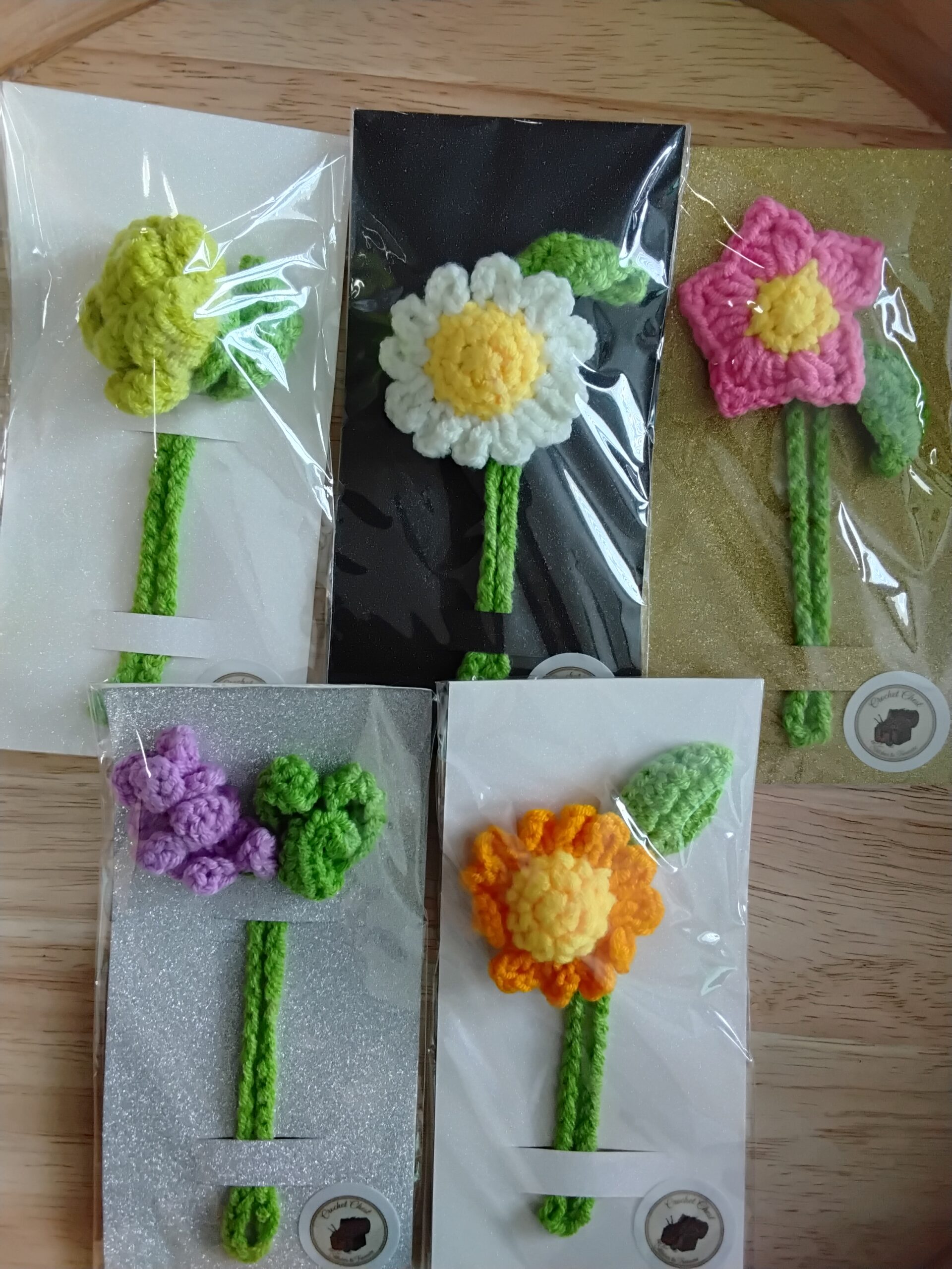 Handmade Crochet Flower Clips With Colorful Floral Hair Accessories Set