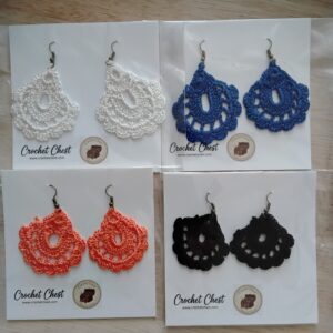 Handmade Crochet Dangle Earrings With Lace Statement Jewelry Design Accessory