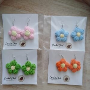 Handmade Crochet Flower Earrings With Lightweight Cute Boho Jewelry Design