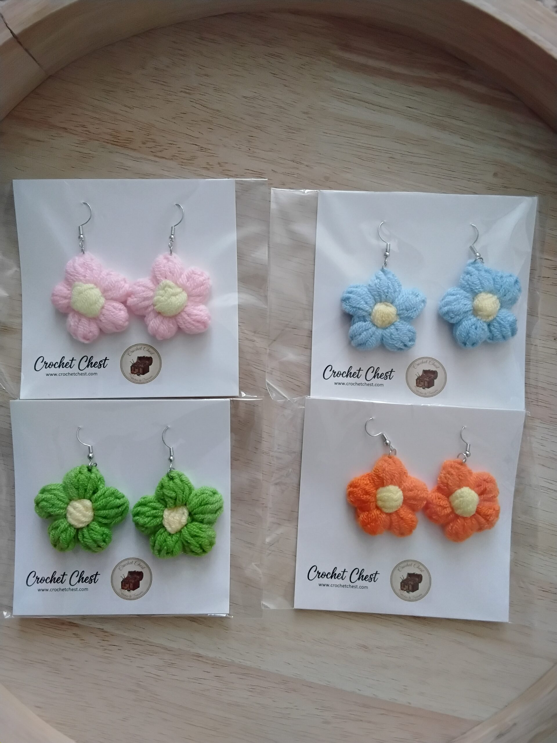 Handmade Crochet Flower Earrings With Lightweight Cute Boho Jewelry Design