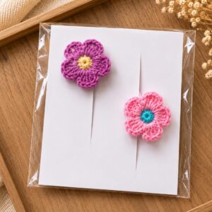 Handmade Crochet Flower Finger Rings Set Colorful Floral Jewelry