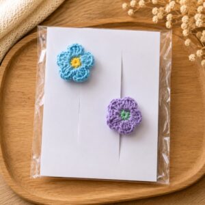 Handmade Crochet Flower Finger Rings Set Pastel Floral Jewelry