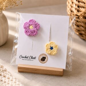 Handmade Crochet Flower Finger Ring Set Pink And Cream Floral