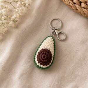 Handmade Crochet Avocado Keychain With Cute Bag Charm Accessory