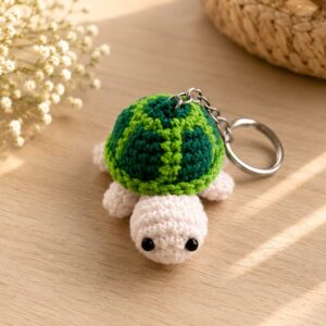 Handmade Crochet Turtle Keychain With Cute Animal Bag Charm Accessory