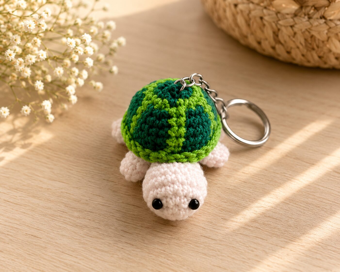 Handmade Crochet Turtle Keychain With Cute Animal Bag Charm Accessory