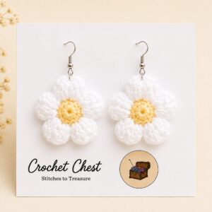 Handmade Crochet Daisy Flower Earrings Lightweight Floral Dangle Jewelry