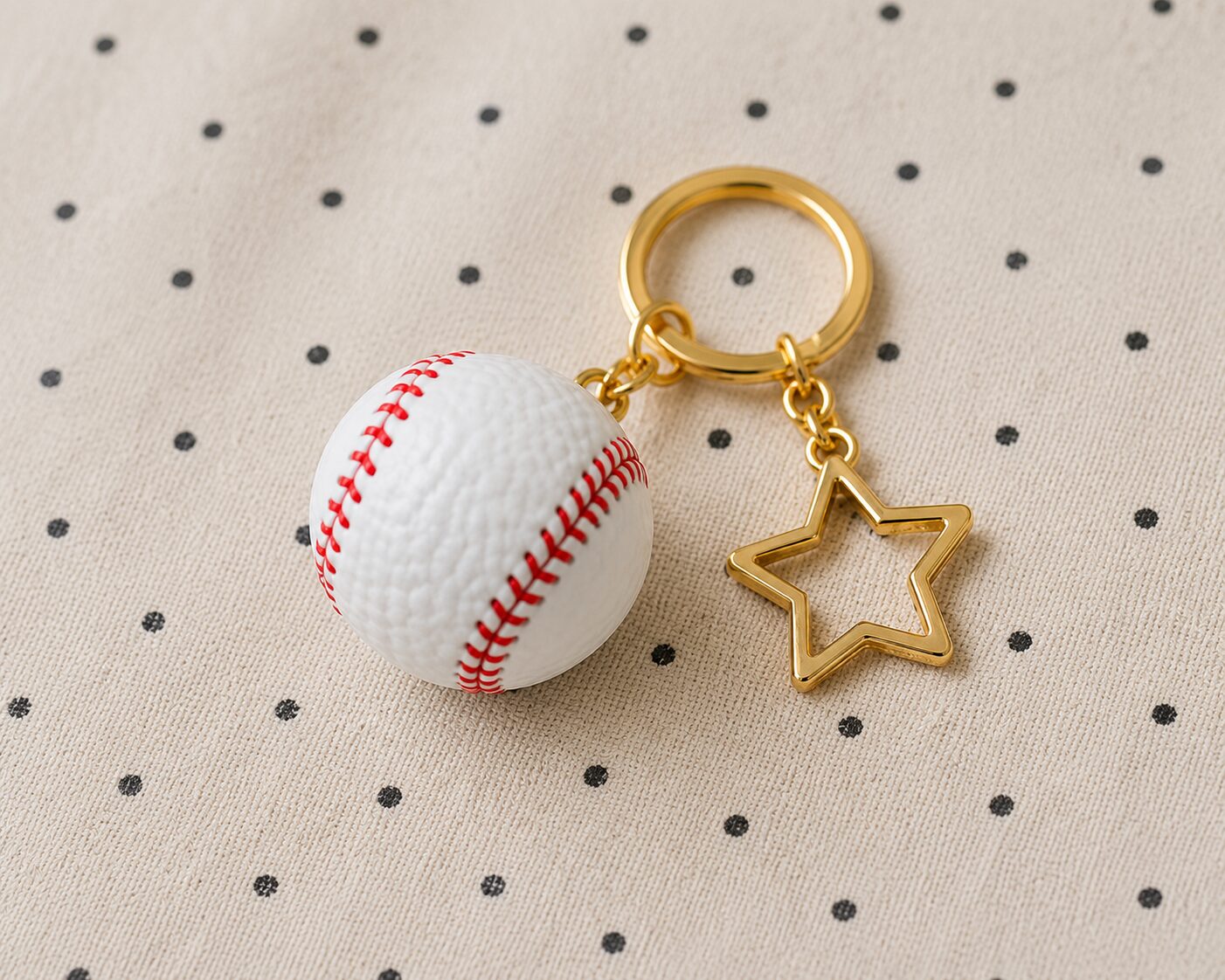 Handmade crochet baseball keychain with soft sports charm and metal clip - Image 4