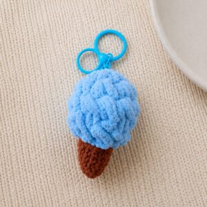 Handmade Crochet Ice Cream Keychain With Cute Dessert Charm Accessory