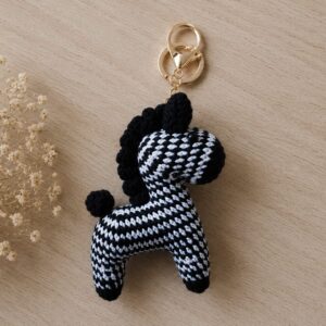 Handmade Crochet Zebra Keychain With Cute Amigurumi Animal Charm