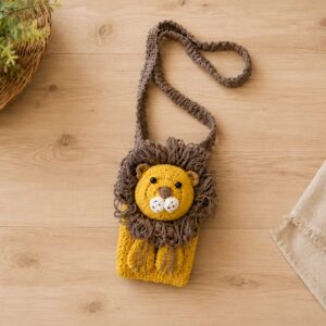 Handmade Crochet Lion Crossbody Bag With Cute Animal Mini Purse
