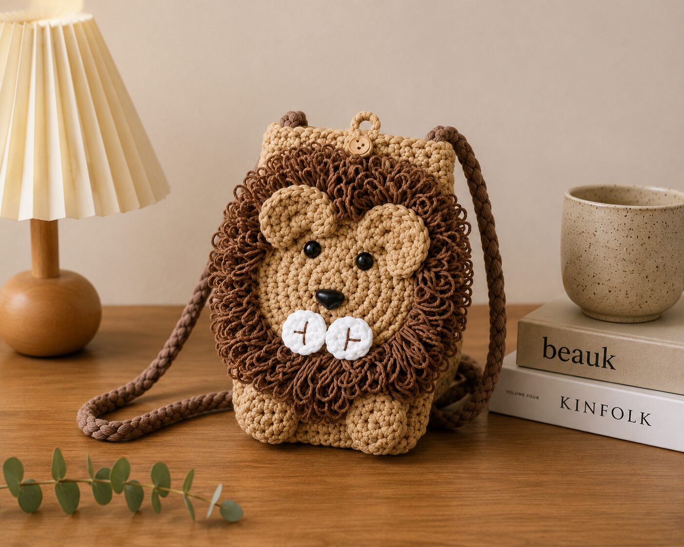 Handmade Crochet Lion Crossbody Bag With Cute Kids Animal Mini Purse - Image 3