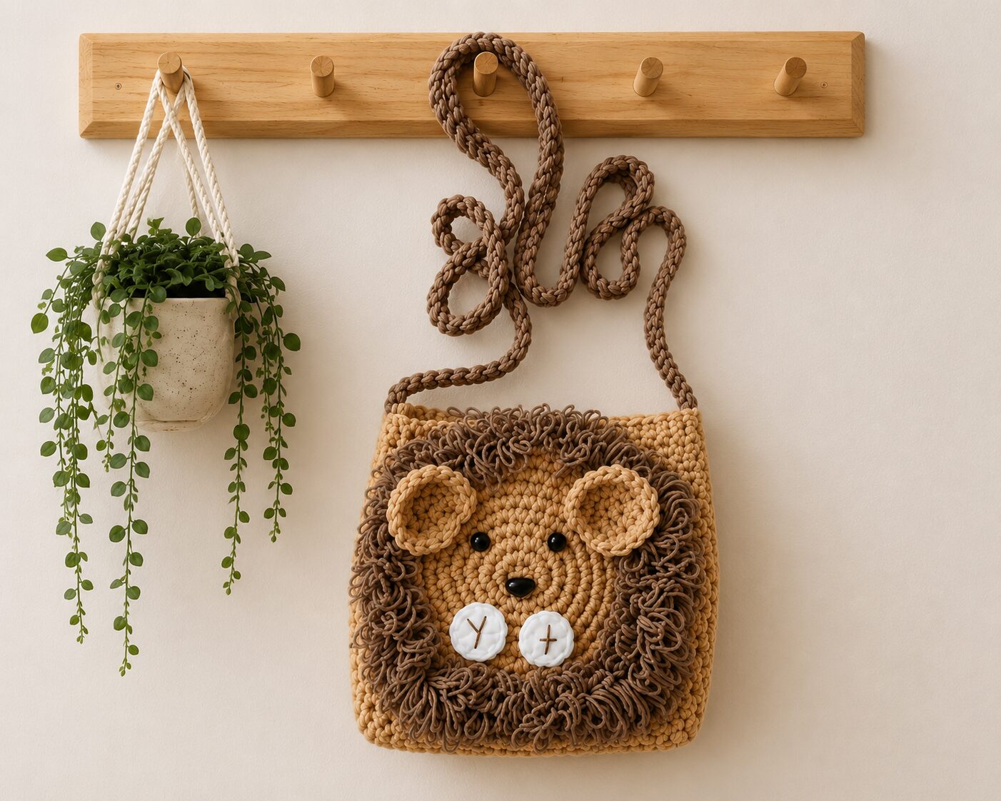 Handmade Crochet Lion Bag With Cute Animal Crossbody Purse Design - Image 2