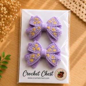 Handmade Lavender Crochet Bow Hair Clips Floral Girls Hair Accessories