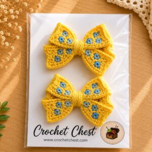 Handmade Yellow Crochet Bow Hair Clips Floral Girls Hair Accessories